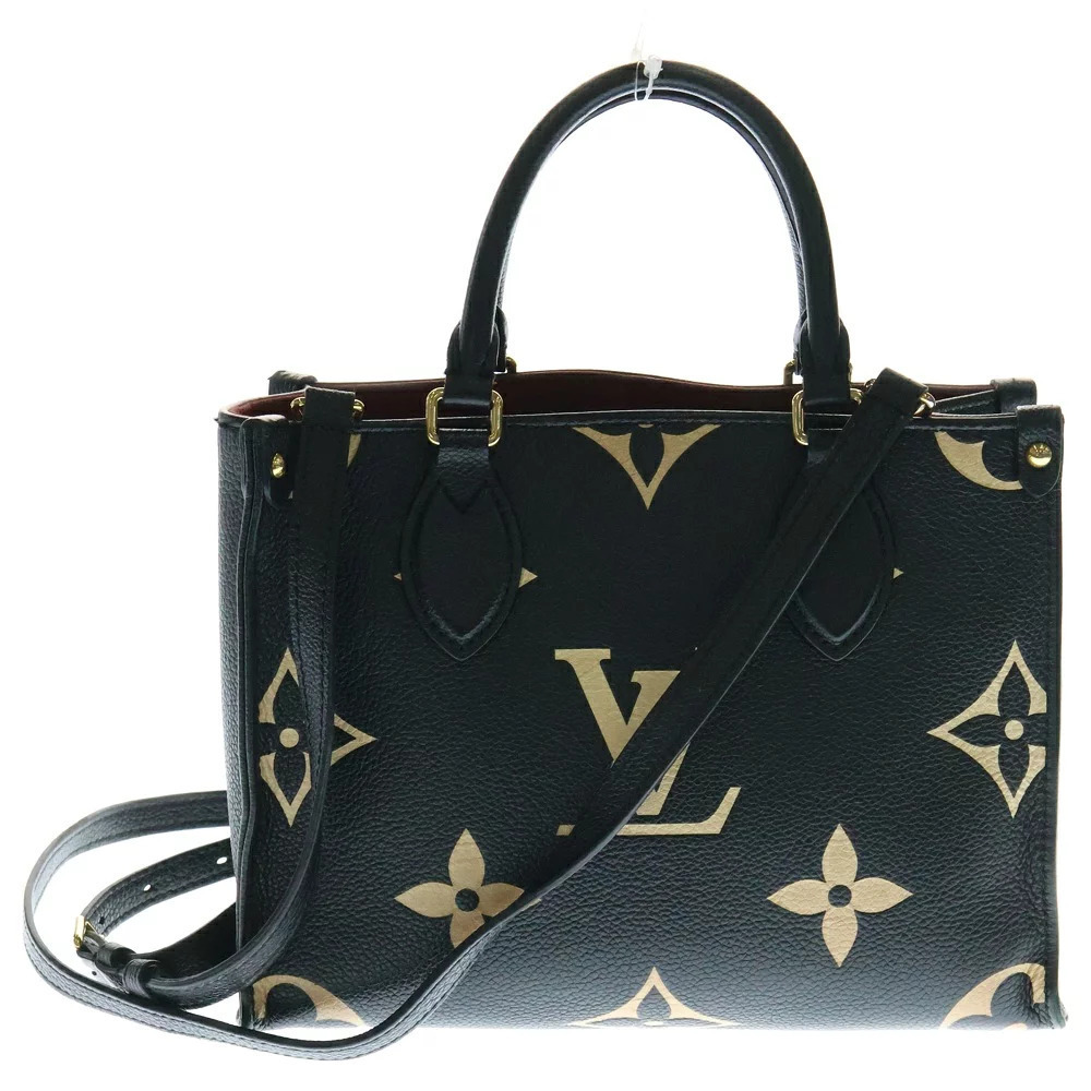 Louis Vuitton Beige Empreinte Black OnTheGo Shoulder Handbag Bi Bag